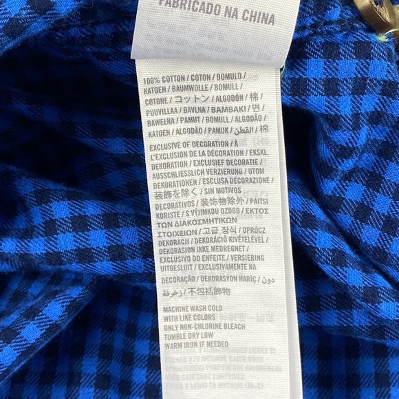 Abercrombie & Fitch Shirt Mens Medium Muscle Flannel Blue Green Plaid Button Up - Picture 13 of 13